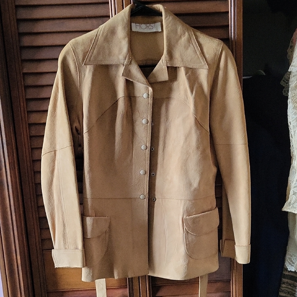 Tan Suede Button-Front Jacket - image 1